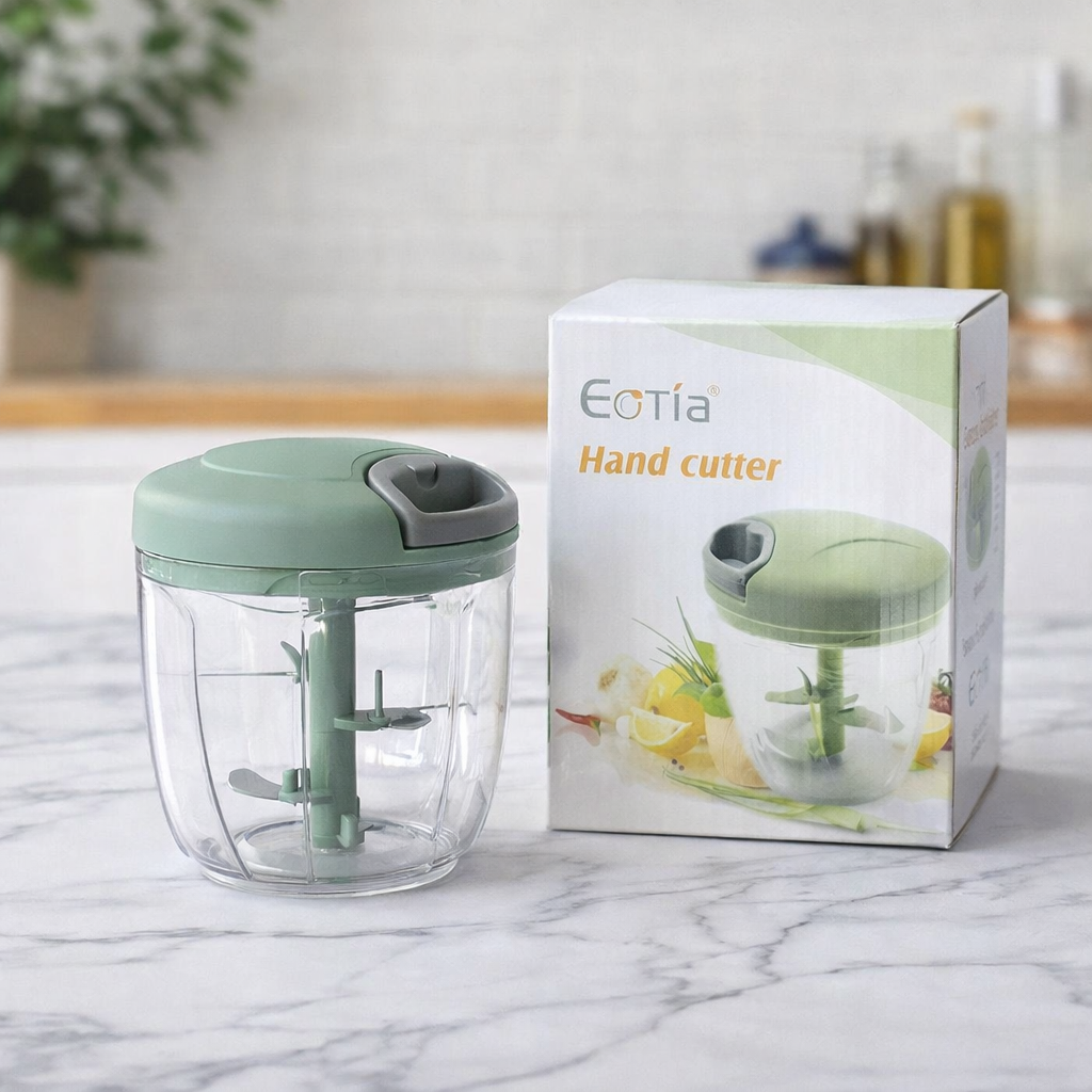 Manual Pull-String Household Vegetable Cutter & Meat Chopper – Multi-Function Hand - 3 Blade